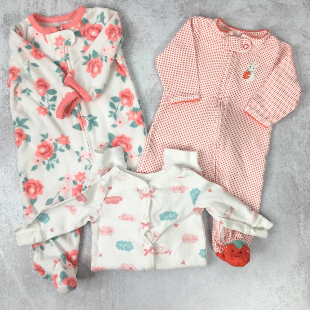 Baby girls 3 months sleepers bundle of three